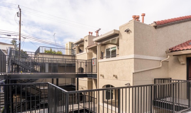 an apartment with a large walkway