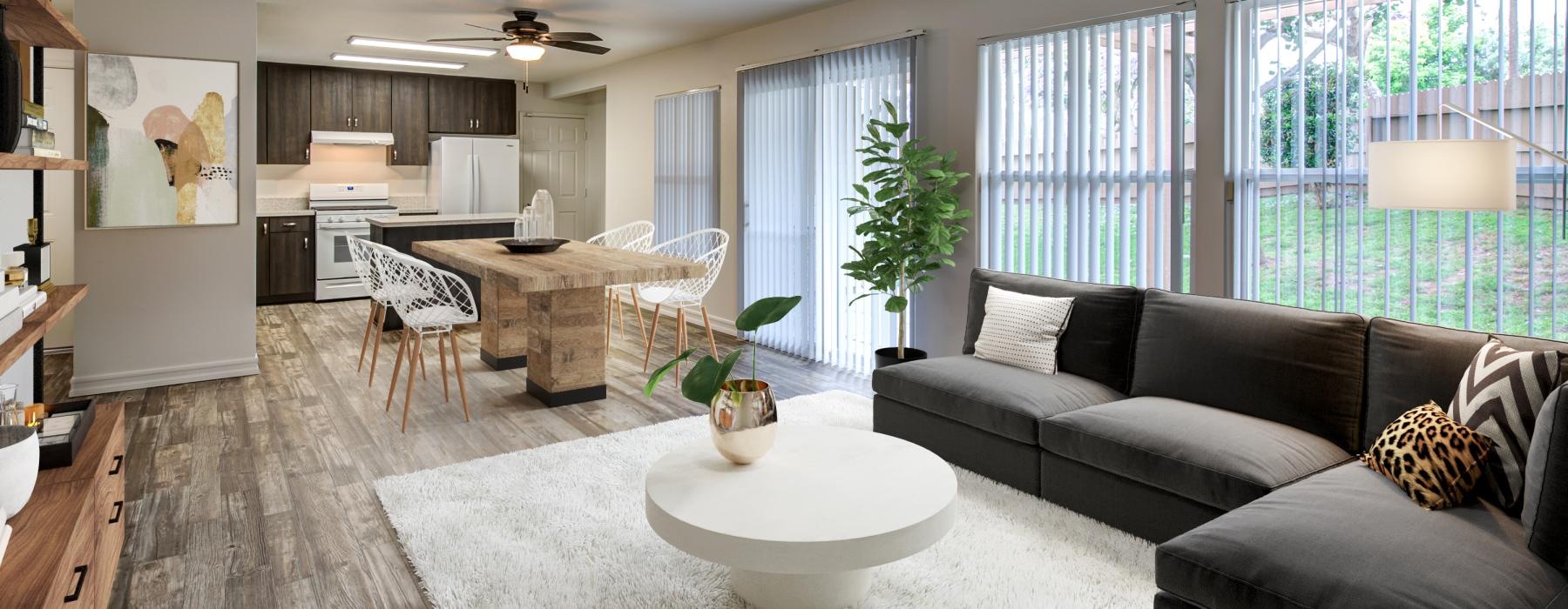 a living room with a large window