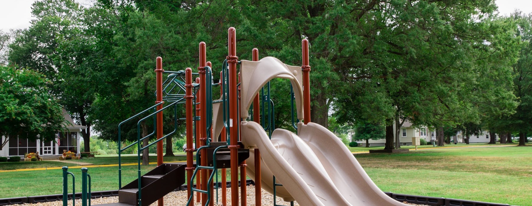 a playground with a slide