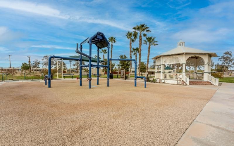 a playground with a slide