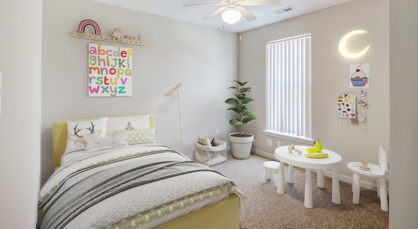 bedroom with large window