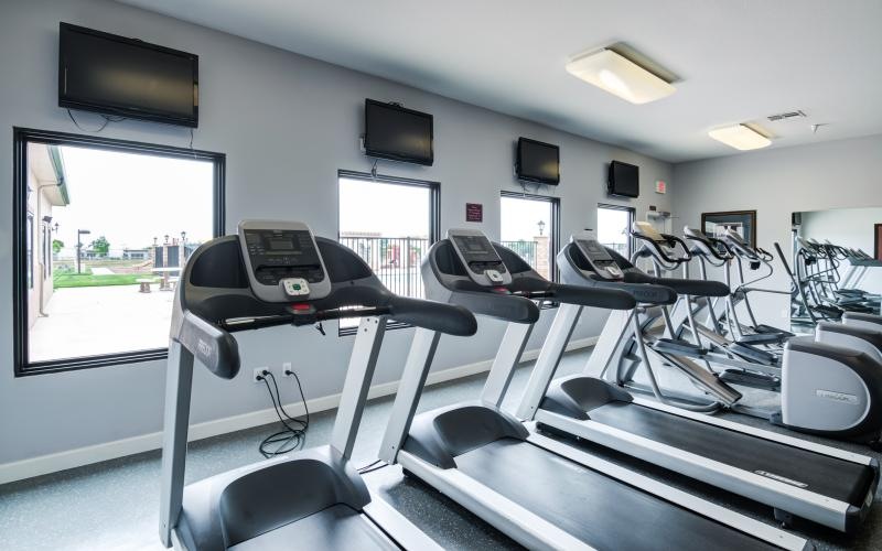 a gym with exercise equipment