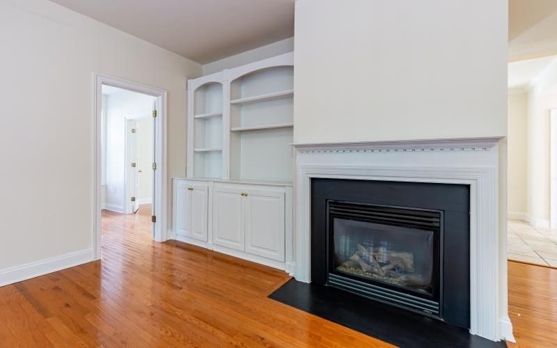 a fireplace in a room